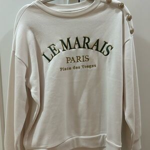 Reitmans Cream Sweatshirt with Gold Button Details